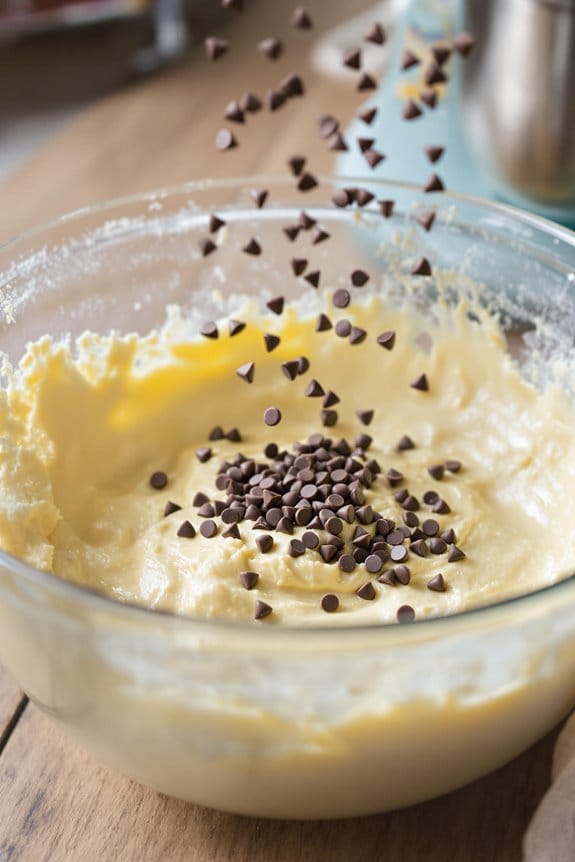 add chocolate chips now