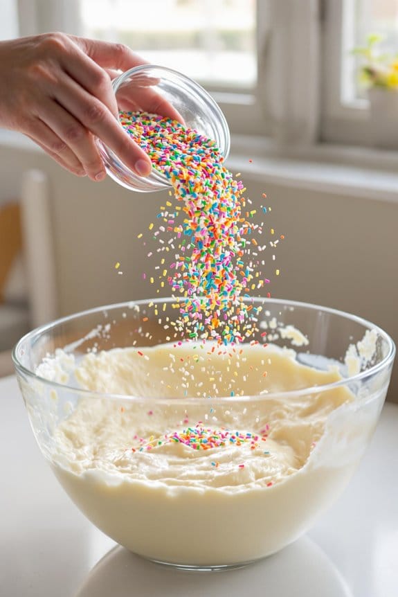 add colorful rainbow sprinkles