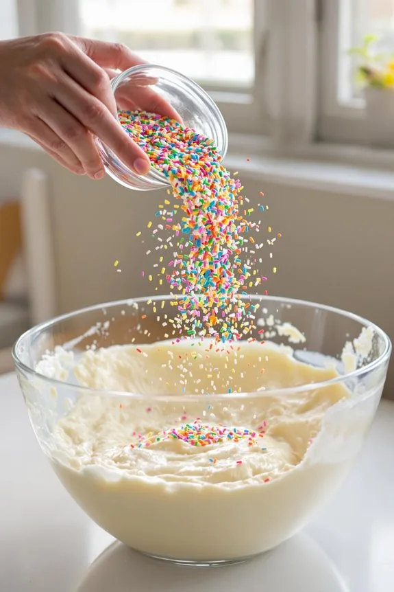 add colorful rainbow sprinkles