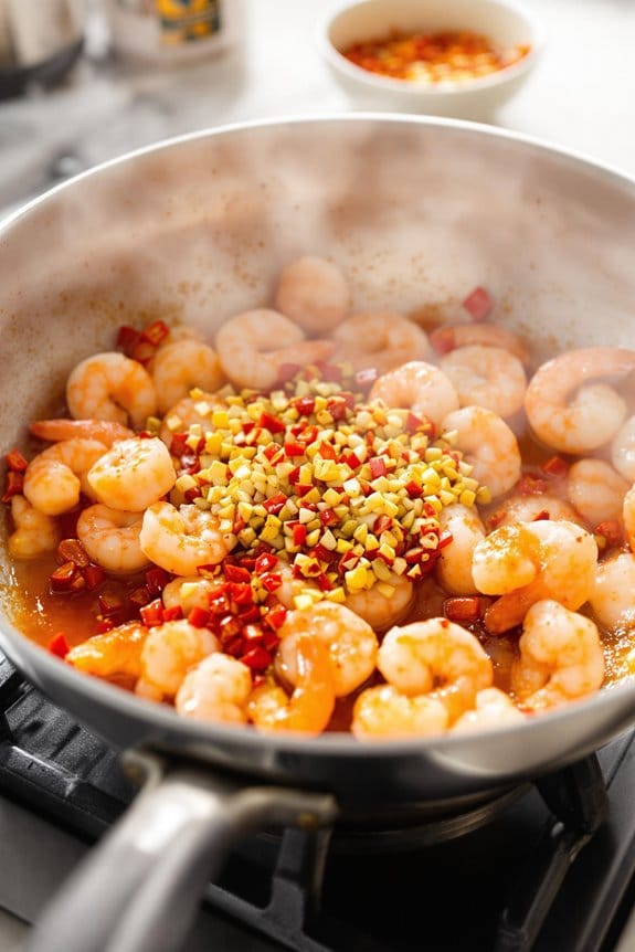 add spices and shrimp