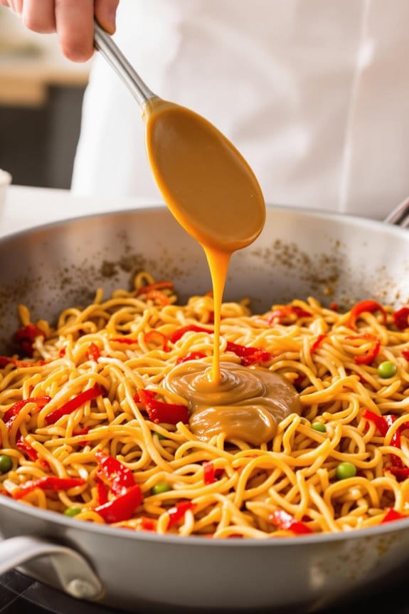 add spicy peanut sauce