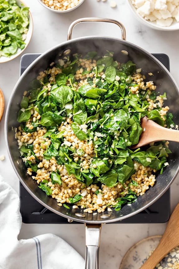 add spinach to skillet