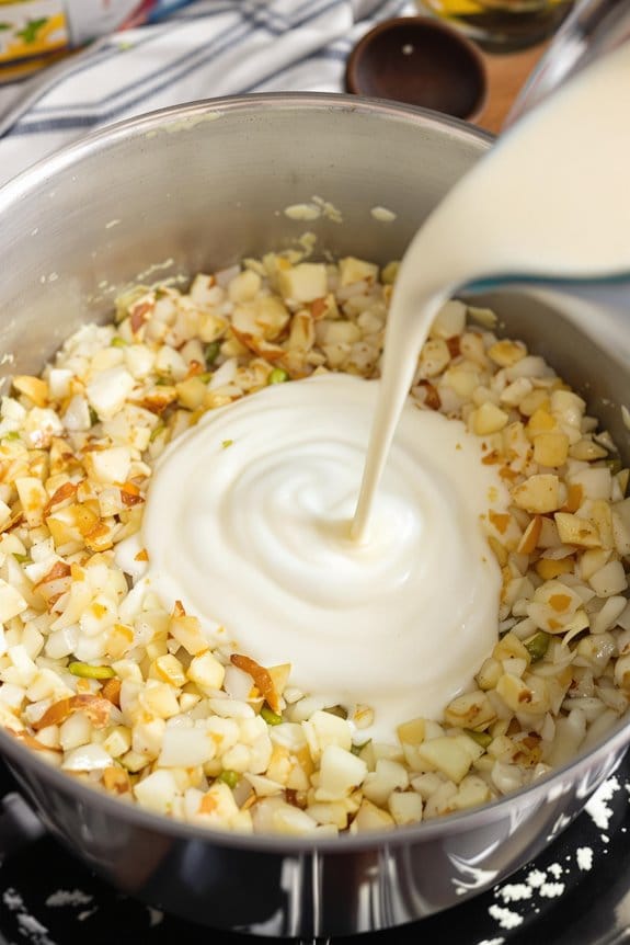 add vegetables and cream