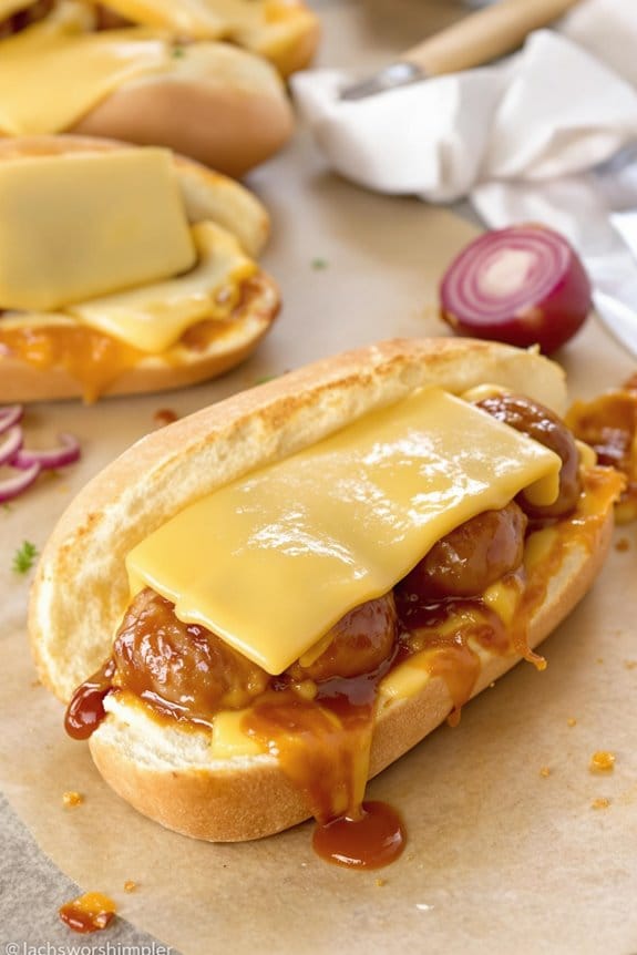 assemble meatball subs together