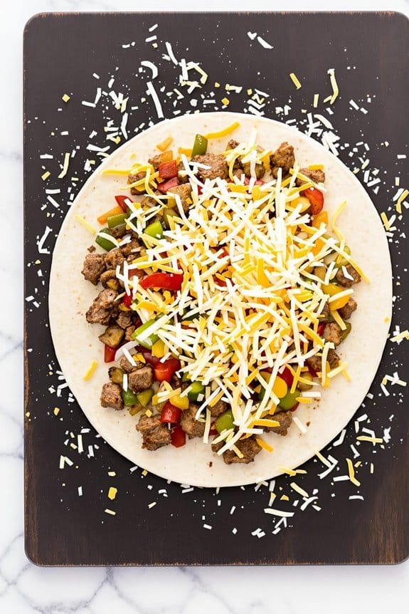 assemble quesadilla ingredients now