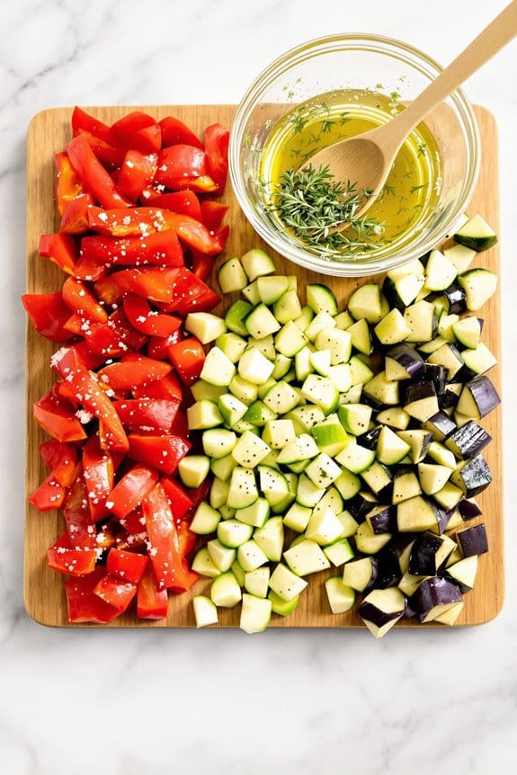 chop and season vegetables