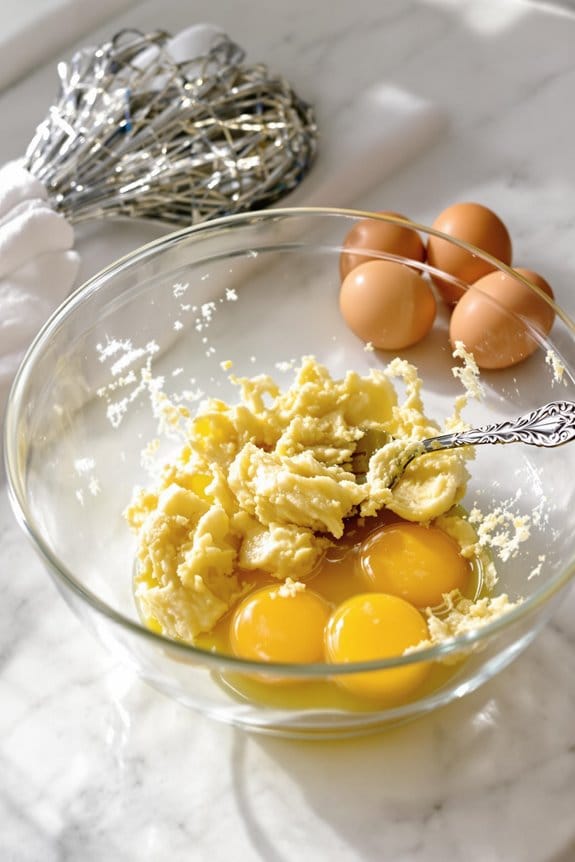 combine bananas with eggs