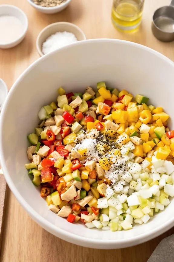 combine filling ingredients thoroughly