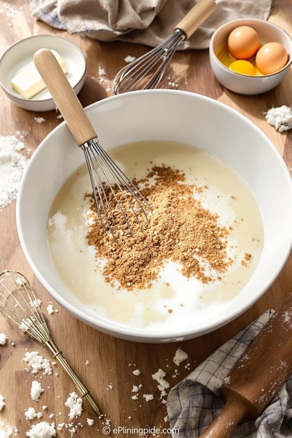 combine ingredients for dough
