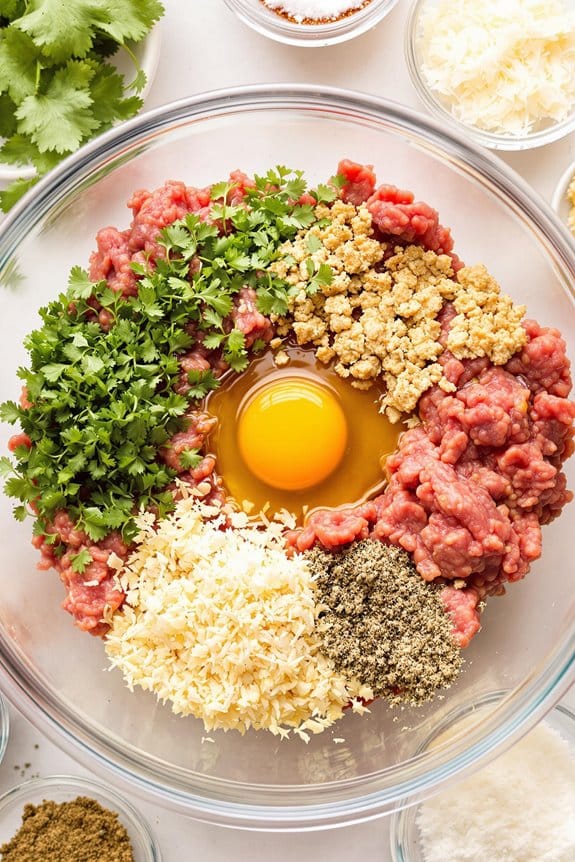 combine meatball ingredients thoroughly