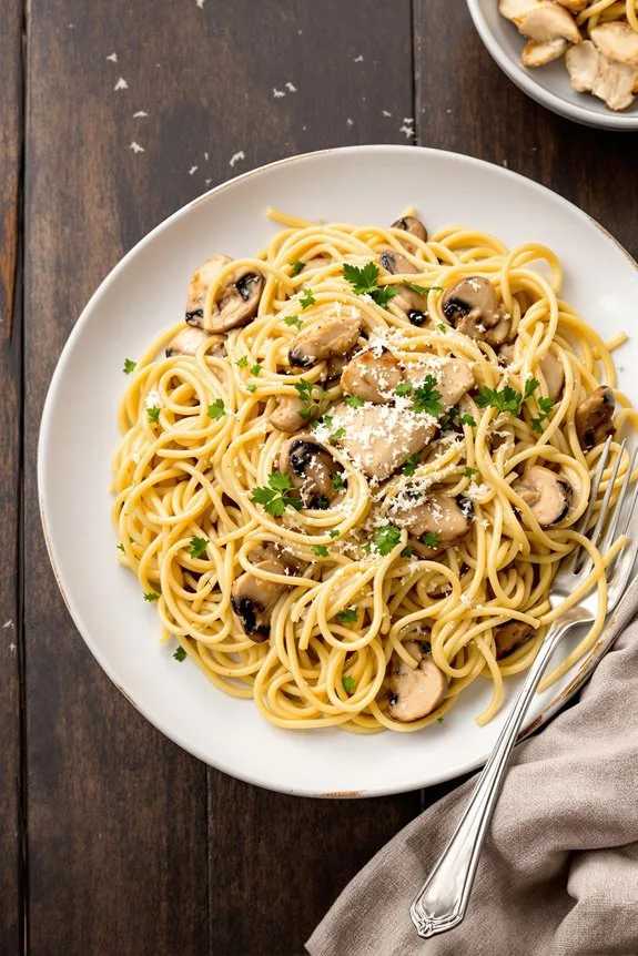creamy chicken mushroom pasta