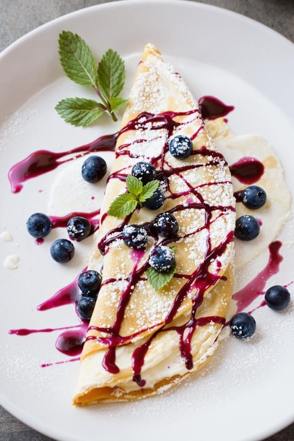delicious blueberry cheesecake crepes