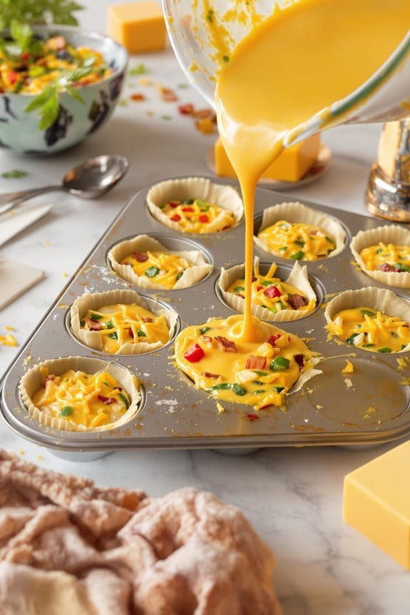 fill muffin tins evenly