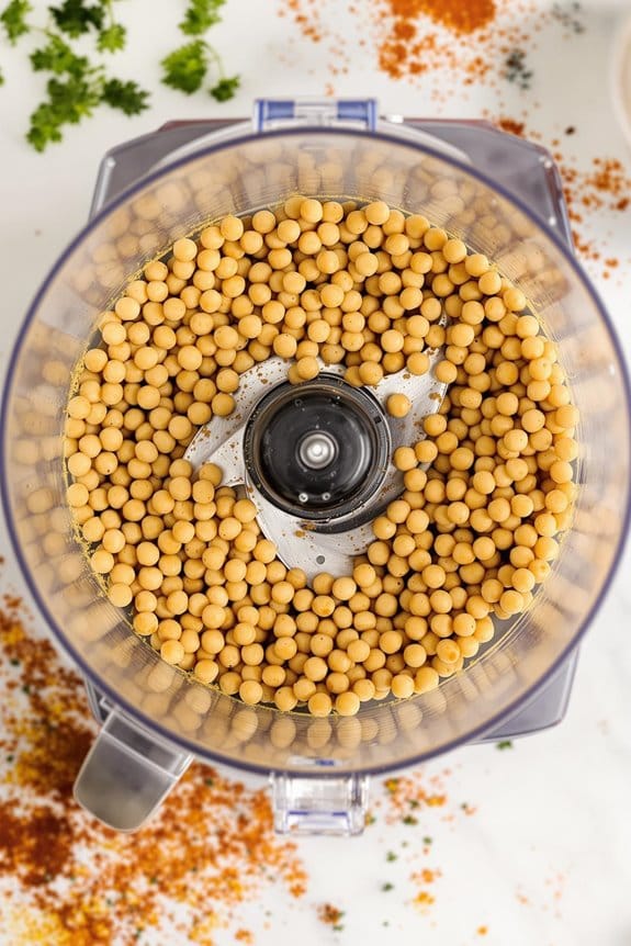 finely blend soaked chickpeas