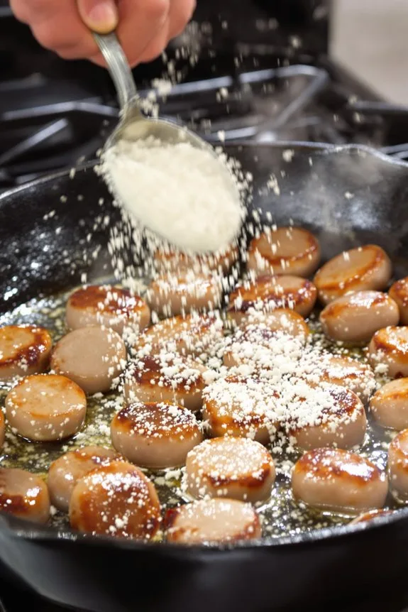 flour mixed with sausage