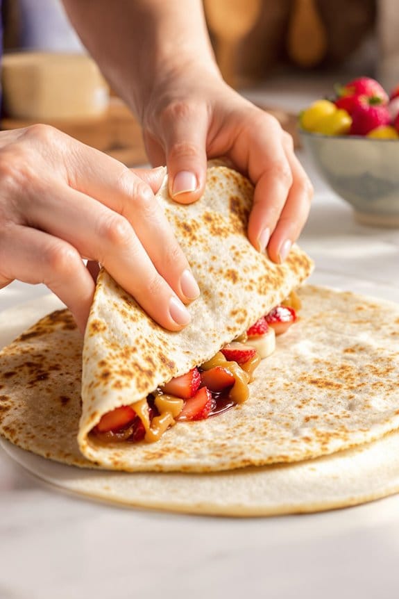 fold and seal quesadillas