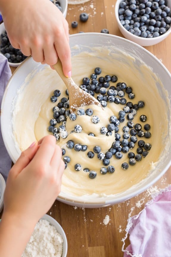 gently mix in blueberries