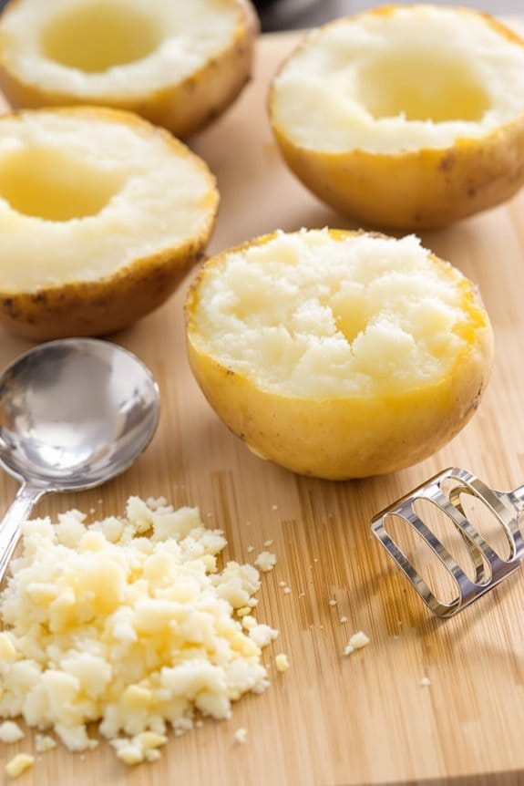 hollow out cooked potatoes