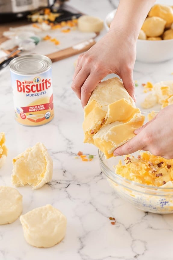 incorporate biscuit pieces gently