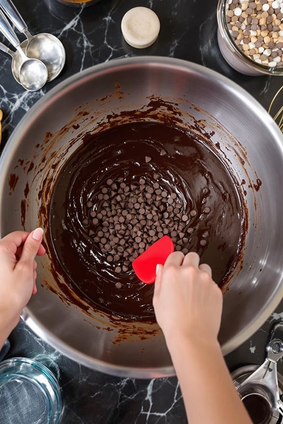 incorporate chocolate chunks batter