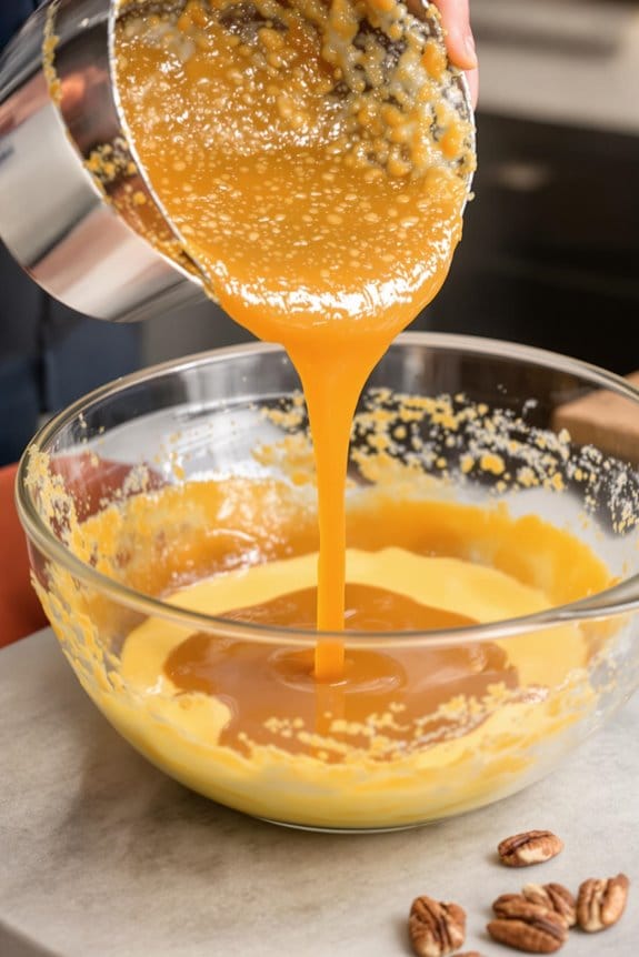 mix caramel into filling