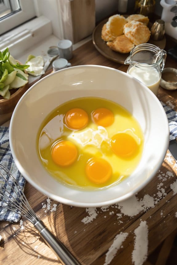 mix eggs with milk
