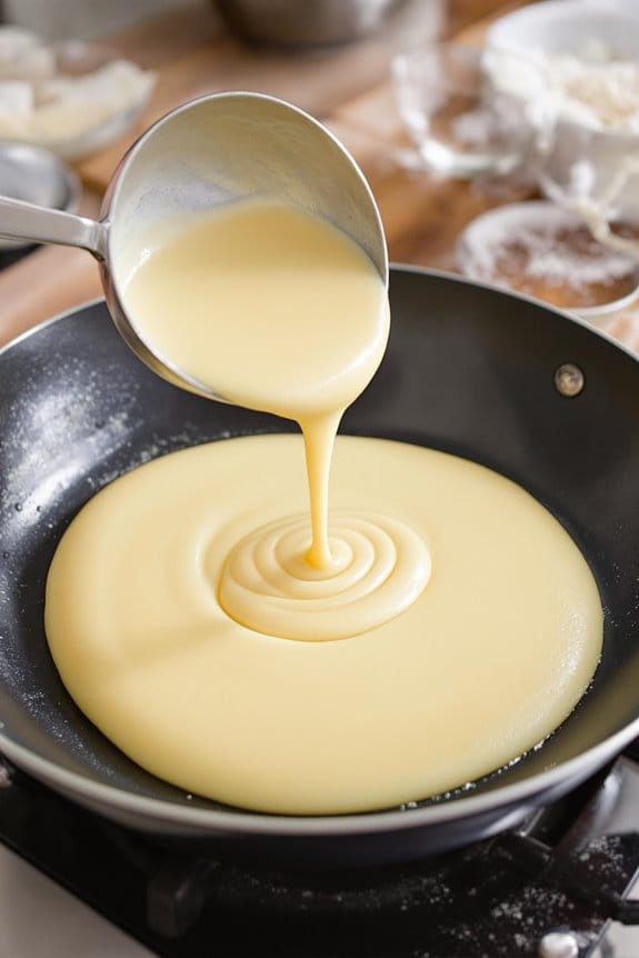 pour batter into pan