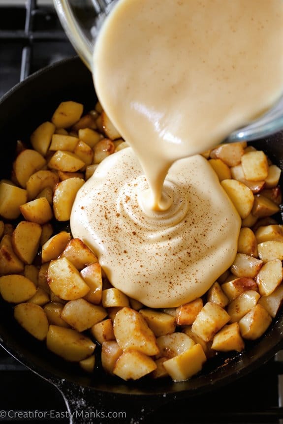 pour batter into skillet