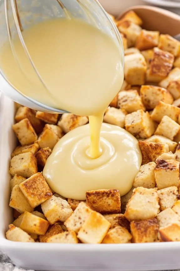pour mixture into dish