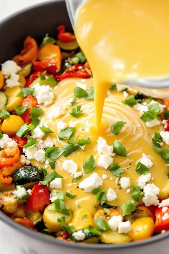 pour mixture into skillet