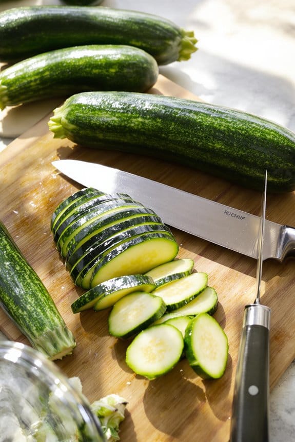 prep and slice zucchini