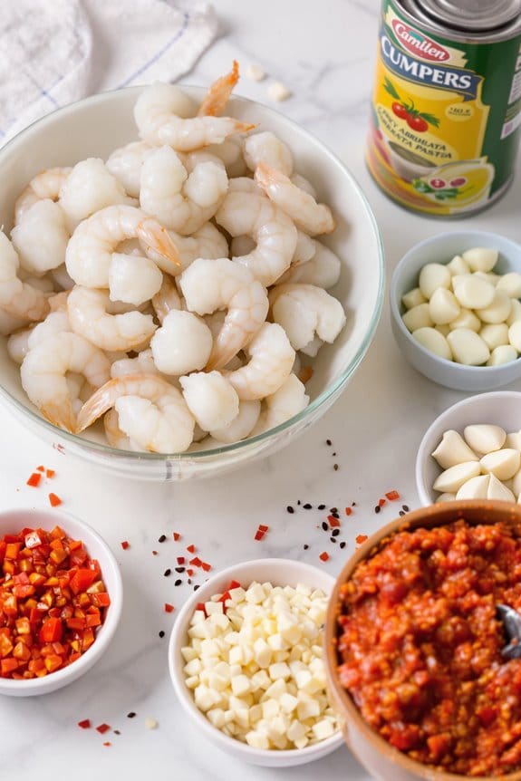 prepare shrimp and ingredients