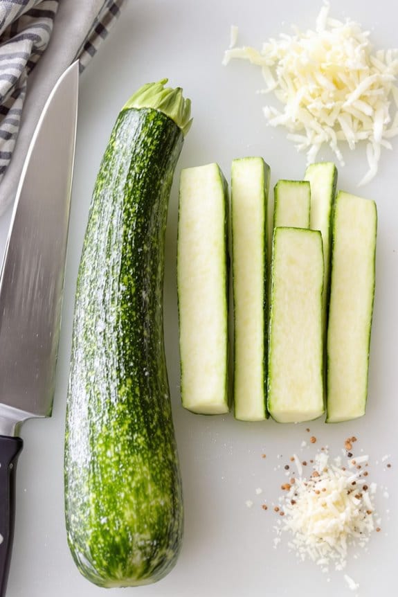 preparing the zucchini slices