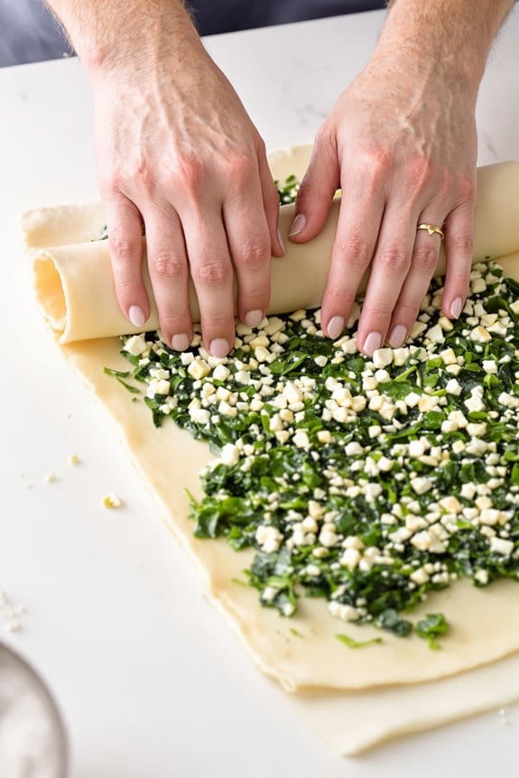 roll pastry into cylinder