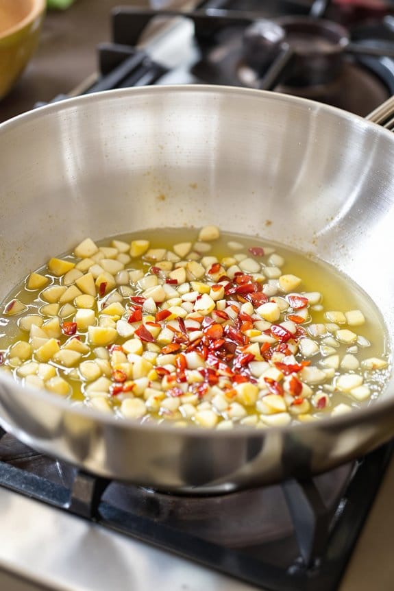 saut garlic and onions