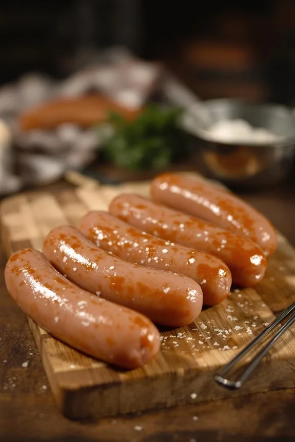 season and skewer bratwurst