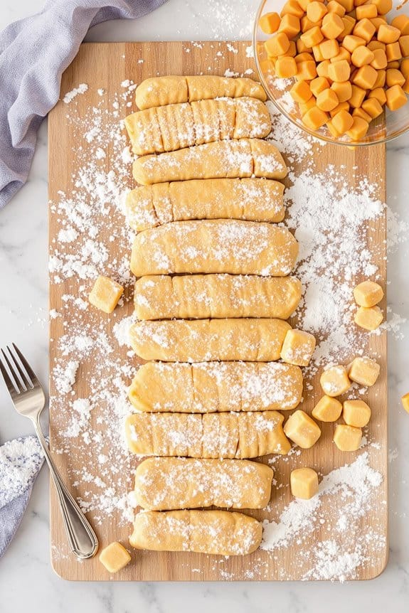 shape dough into gnocchi