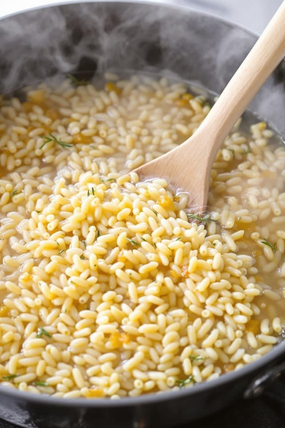 simmer ingredients in broth