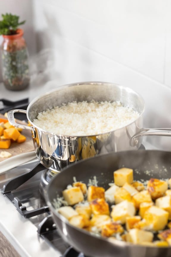 simmer rice and tofu