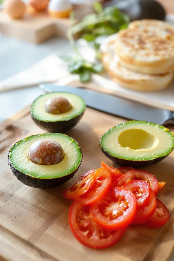 slice avocados and tomatoes
