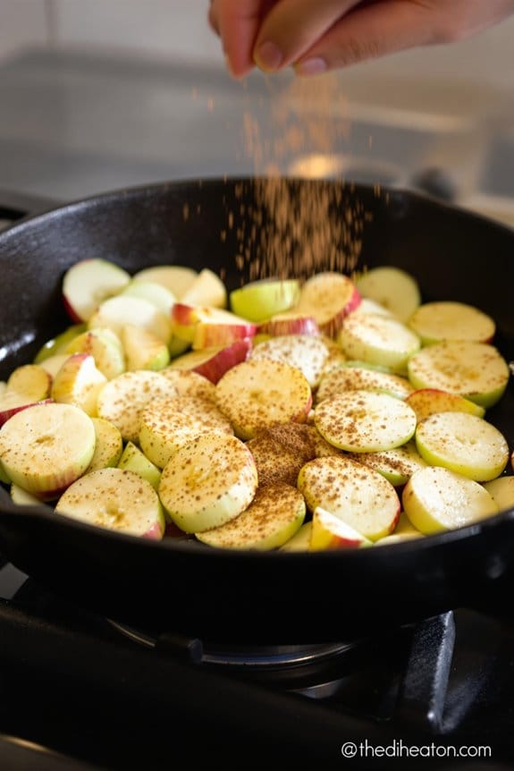 sliced apples with cinnamon