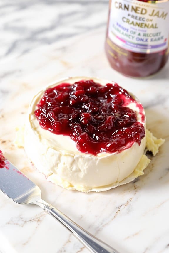spread jam on brie
