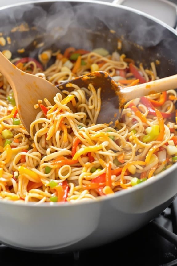 toss noodles with mixture