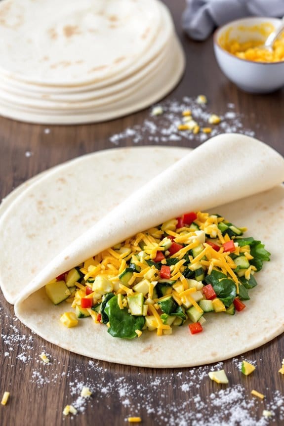 wrap ingredients in tortilla